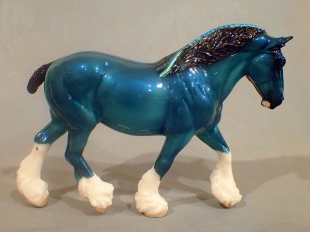 One of a a Kind color (and customized, no mane flights) painted by Karen at Breyer's company offices